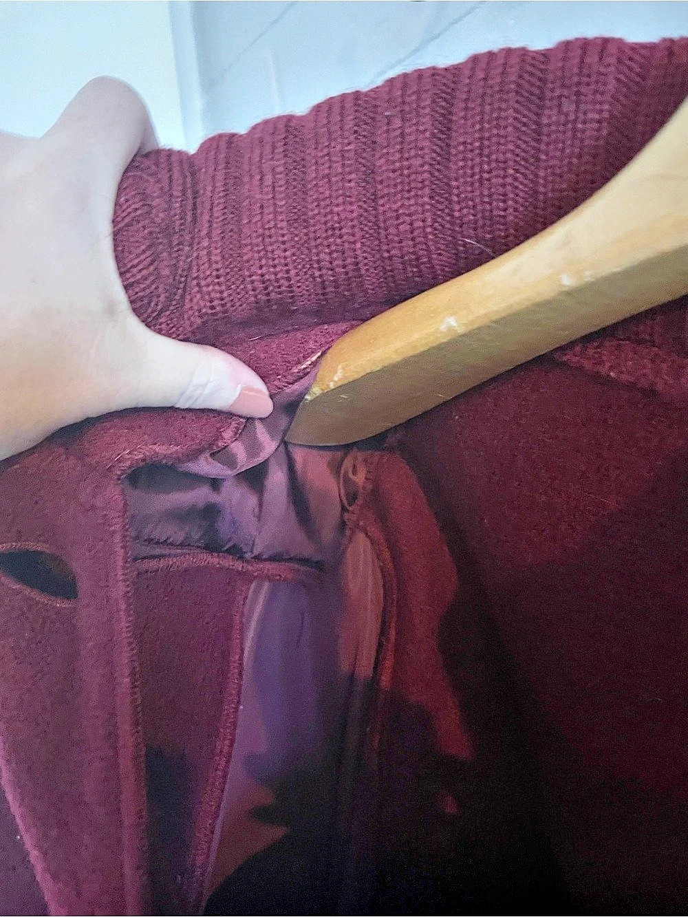 Vintage Geiger Raspberry Boiled Wool Long Coat Austria Sz EU 42 US 8 - Picture 15 of 16